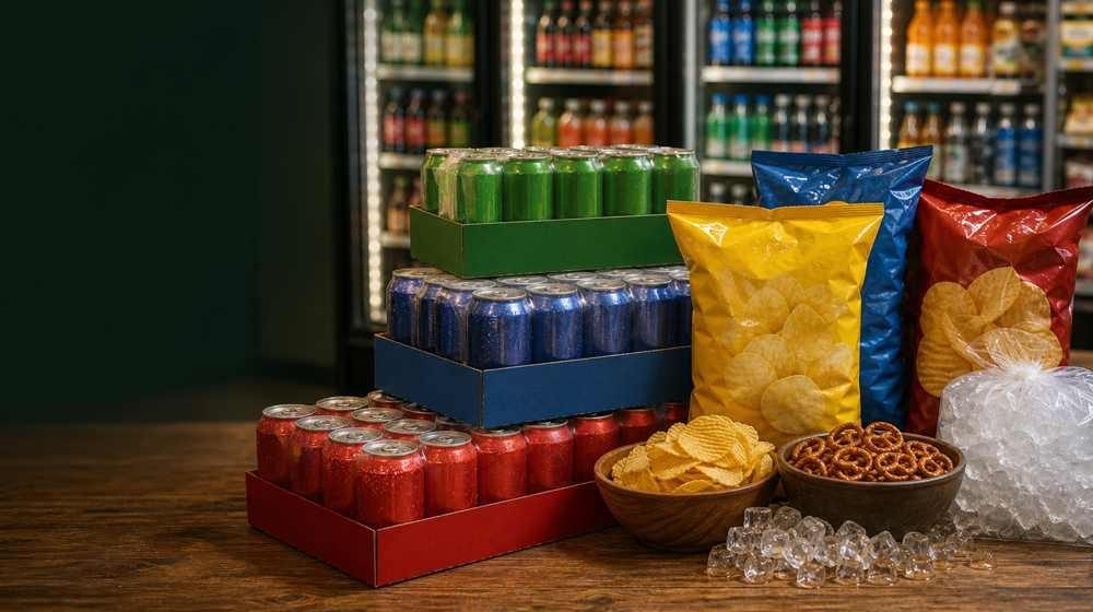 Cold drinks and snacks ready for pickup